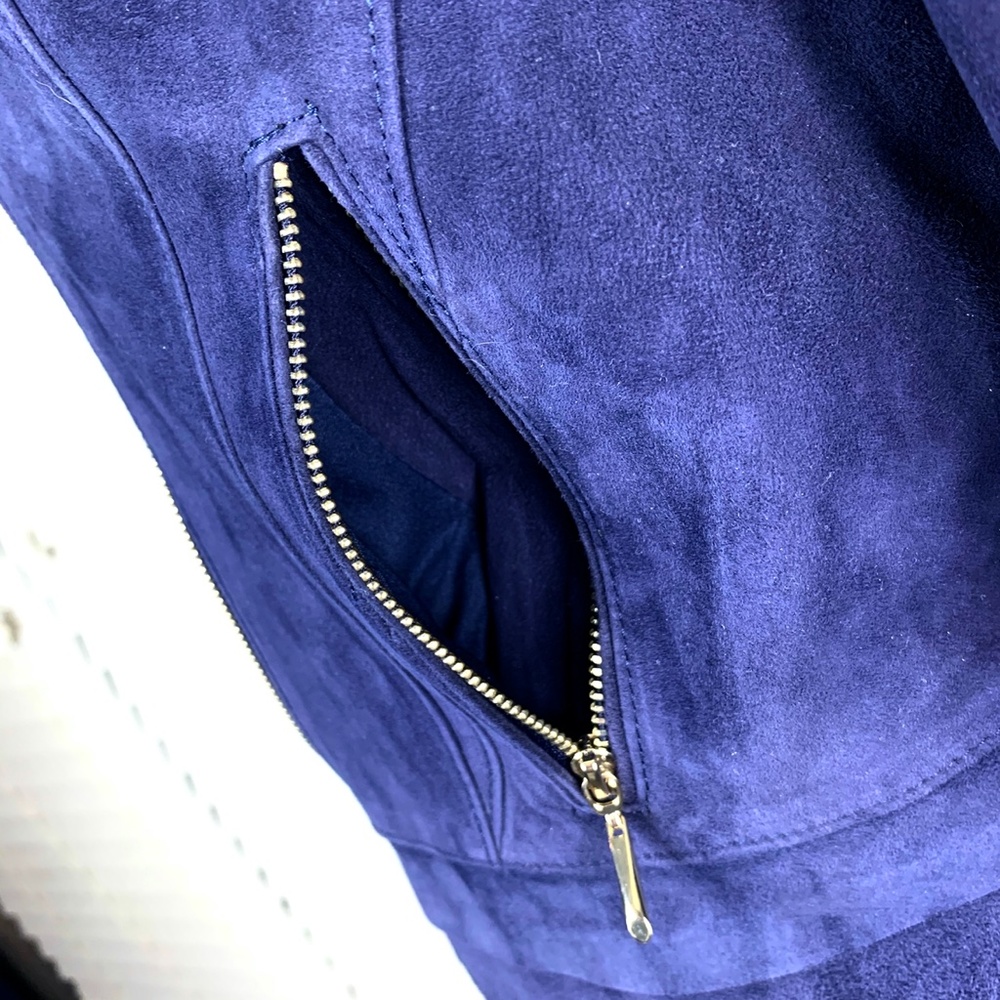🚫SOLD! NWT🤩|•WHBM•| Navy Suede Moto Jacket* - Picture 13 of 16